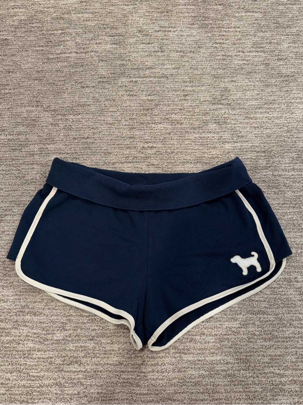 Victoria's Secret PINK Navy Blue White Dog Logo Sweat Shorts Size XL